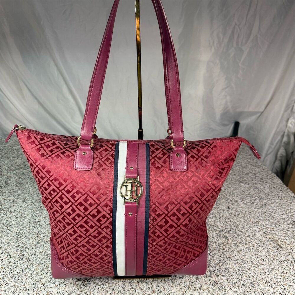Tommy Hilfiger Women's Red Tote Bag With Gold Hardware